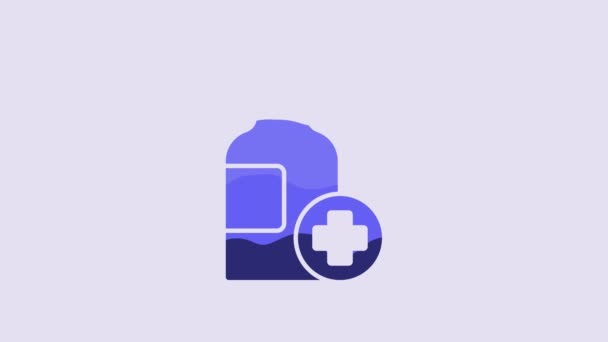 Blue Bottle Medicine Syrup Icon Isolated Purple Background Video Motion — Stockvideo
