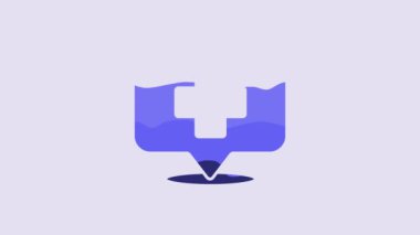 Blue Medical map pointer with cross hospital icon isolated on purple background. 4K Video motion graphic animation.