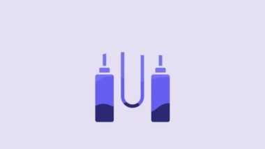 Blue Jump rope icon isolated on purple background. Skipping rope. Sport equipment. 4K Video motion graphic animation.