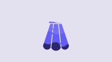 Blue Badminton shuttlecock icon isolated on purple background. Sport equipment. 4K Video motion graphic animation.