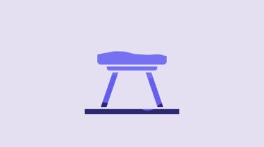Blue Pommel horse icon isolated on purple background. Sports equipment for jumping and gymnastics. 4K Video motion graphic animation.