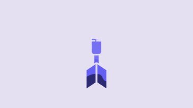 Blue Dart arrow icon isolated on purple background. 4K Video motion graphic animation.