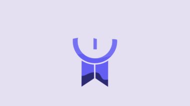 Blue Medal icon isolated on purple background. Winner achievement sign. Award medal. 4K Video motion graphic animation.