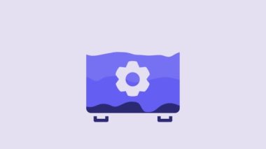 Blue Toolbox icon isolated on purple background. Tool box sign. 4K Video motion graphic animation.