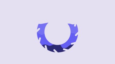 Blue Car tire wheel icon isolated on purple background. 4K Video motion graphic animation.