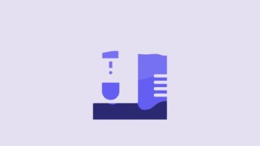 Blue Coffee machine icon isolated on purple background. 4K Video motion graphic animation.