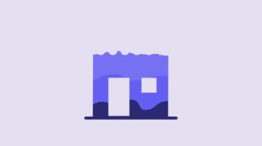 Blue Coffee shop icon isolated on purple background. 4K Video motion graphic animation.