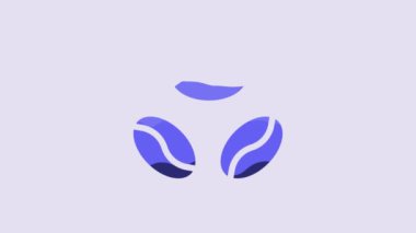 Blue Coffee beans icon isolated on purple background. 4K Video motion graphic animation.