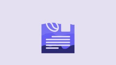 Blue Newspaper and coffee icon isolated on purple background. Mass media symbol. 4K Video motion graphic animation.