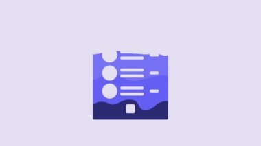 Blue Coffee menu icon isolated on purple background. Design a menu for the cafe, a restaurant, coffee shop. 4K Video motion graphic animation.