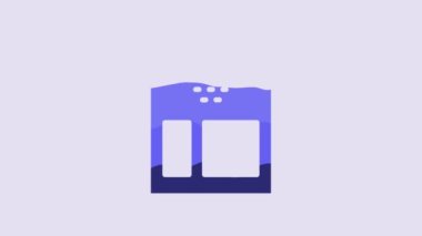 Blue Bag of coffee beans icon isolated on purple background. 4K Video motion graphic animation.