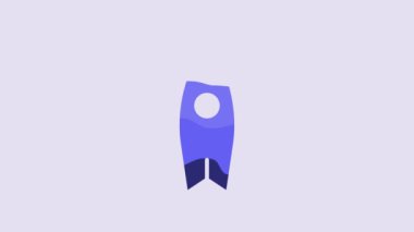 Blue Surfboard icon isolated on purple background. Surfing board. Extreme sport. Sport equipment. 4K Video motion graphic animation.