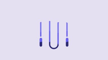 Blue Jump rope icon isolated on purple background. Skipping rope. Sport equipment. 4K Video motion graphic animation.