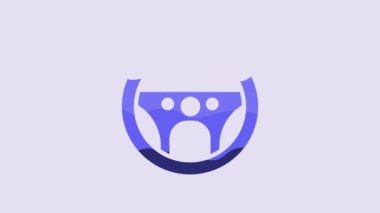 Blue Steering wheel icon isolated on purple background. Car wheel icon. 4K Video motion graphic animation.