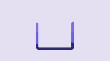 Blue Bathroom scales icon isolated on purple background. Weight measure Equipment. Weight Scale fitness sport concept. 4K Video motion graphic animation.