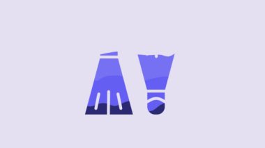 Blue Rubber flippers for swimming icon isolated on purple background. Diving equipment. Extreme sport. Sport equipment. 4K Video motion graphic animation.