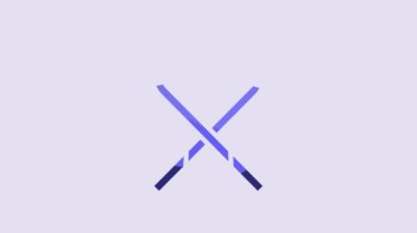 Blue Ice hockey sticks icon isolated on purple background. 4K Video motion graphic animation.
