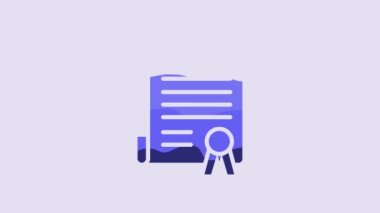 Blue Declaration of independence icon isolated on purple background. 4K Video motion graphic animation.