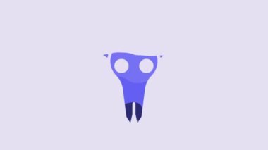 Blue Buffalo skull icon isolated on purple background. 4K Video motion graphic animation.