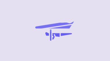 Blue Hang glider icon isolated on purple background. Extreme sport. 4K Video motion graphic animation.