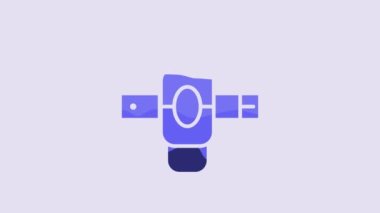 Blue Knee pads icon isolated on purple background. Extreme sport. Skateboarding, bicycle, roller skating protective gear. 4K Video motion graphic animation.