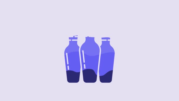 Blue Bowling Pin Icon Isolated Purple Background Video Motion Graphic — Vídeo de stock