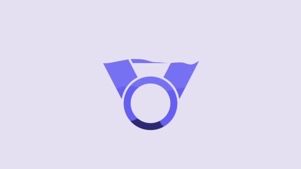 Blue Medal Icon Isolated Purple Background Winner Achievement Sign Award — 비디오