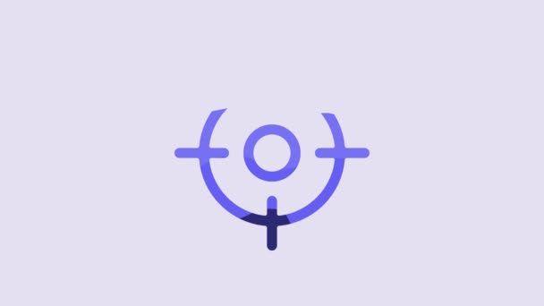 Blue Target Sport Icon Isolated Purple Background Clean Target Numbers — 图库视频影像