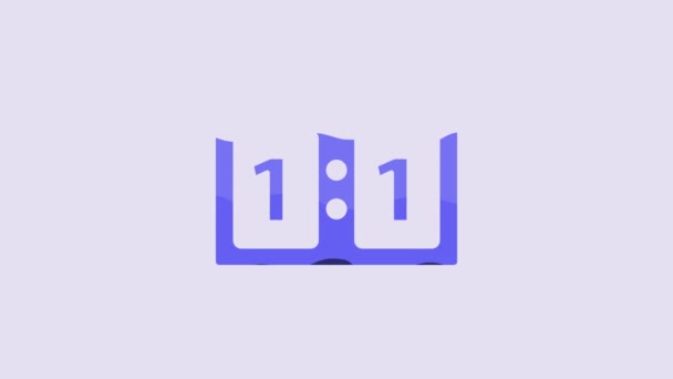 Blue Sport Mechanical Scoreboard Result Display Icon Isolated Purple Background — Vídeo de Stock