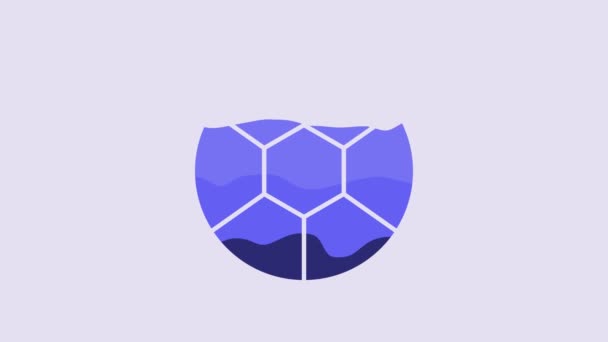 Синий Футбольный Мяч Значок Изолирован Фиолетовом Фоне Футбольный Мяч Спортивное — стоковое видео