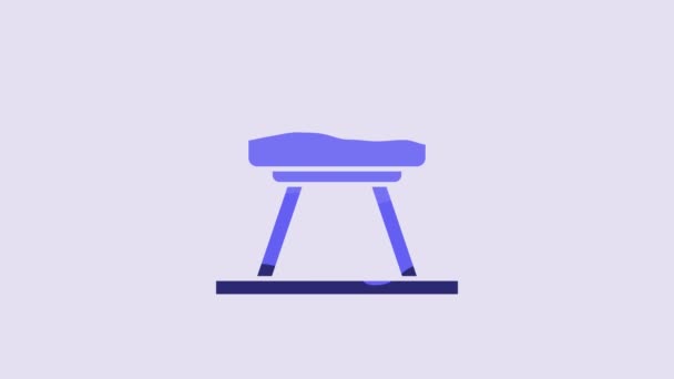 Blue Pommel Horse Icon Isolated Purple Background Sports Equipment Jumping — Video