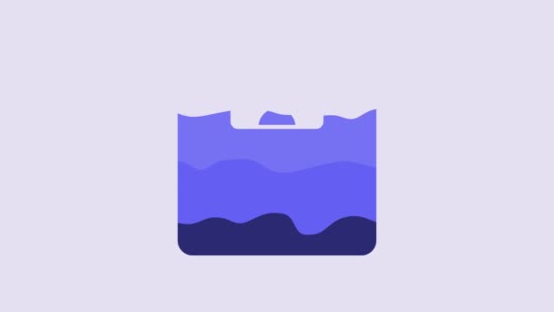 Blauwe Badkamer Schalen Pictogram Geïsoleerd Paarse Achtergrond Gewicht Meten Apparatuur — Stockvideo