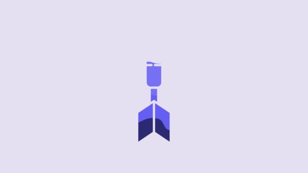 Blue Dart Arrow Icon Isolated Purple Background Video Motion Graphic — 图库视频影像