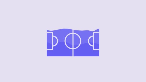 蓝色足球或足球场图标孤立在紫色背景 4K视频运动图形动画 — 图库视频影像