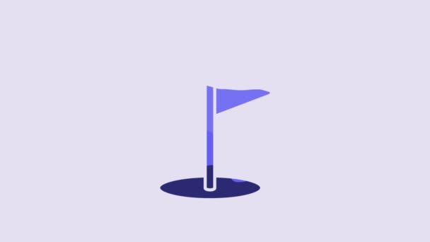 Blue Golf Flag Icon Isolated Purple Background Golf Equipment Accessory — Vídeo de stock