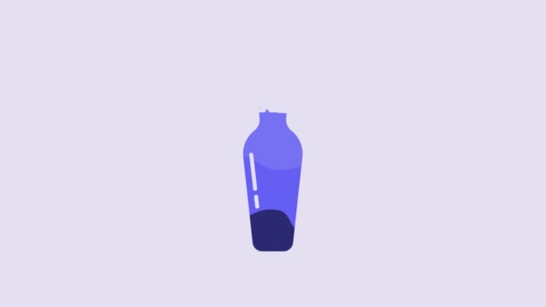 Blue Bowling Pin Icon Isolated Purple Background Video Motion Graphic — Stockvideo