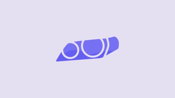Blue Car Headlight Icon Isolated Purple Background Video Motion Graphic — 图库视频影像