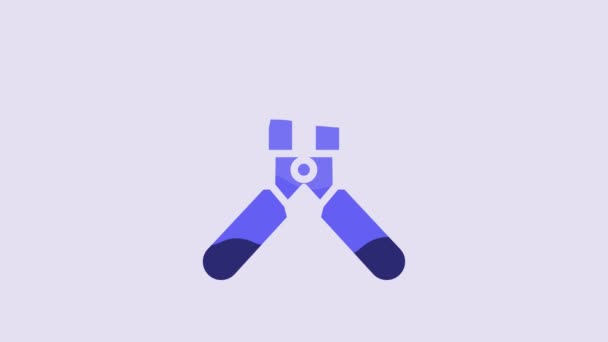 Blue Car Battery Jumper Power Cable Icon Isolated Purple Background — Stockvideo