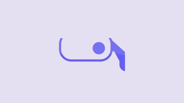 Blue Car Rearview Mirror Icon Isolated Purple Background Video Motion — Wideo stockowe