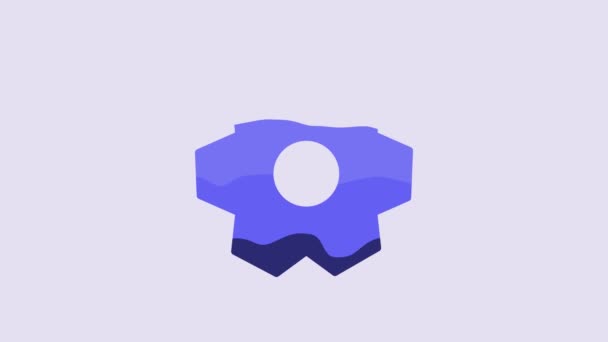 Icono Engranaje Azul Aislado Sobre Fondo Púrpura Señal Configuración Del — Vídeo de stock