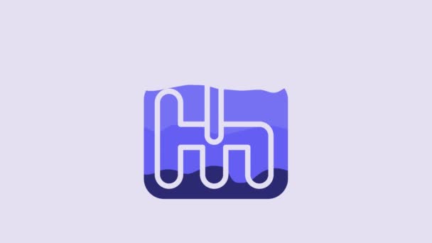 紫色の背景に隔離されたブルーギヤシフターアイコン 送信アイコン 4Kビデオモーショングラフィックアニメーション — ストック動画