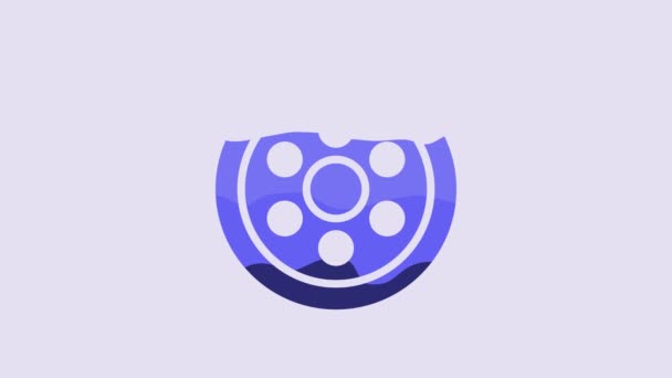 Синє Колесо Сплаву Значка Автомобіля Ізольовано Фіолетовому Фоні Відео Рух — стокове відео