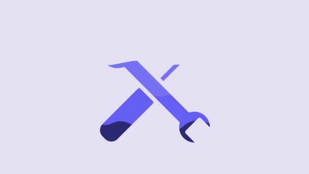 Blue Screwdriver Wrench Spanner Tools Icon Isolated Purple Background Service — ストック動画