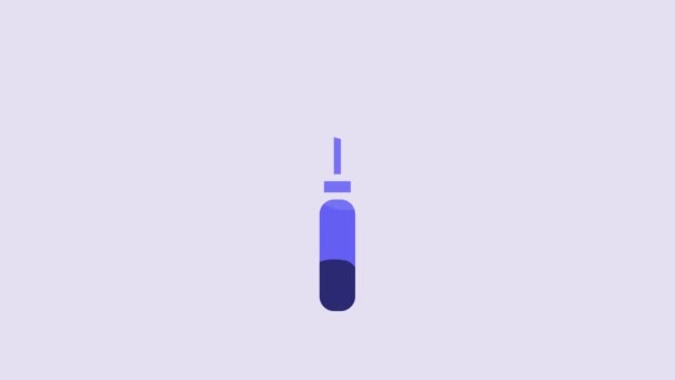 Blue Screwdriver Icon Isolated Purple Background Service Tool Symbol Video — Vídeo de Stock