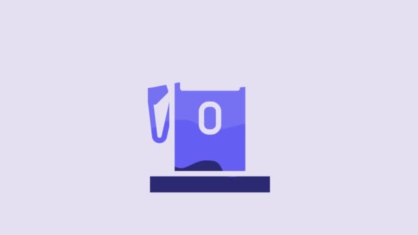 Blue Petrol Gas Station Icon Isolated Purple Background Car Fuel — Wideo stockowe