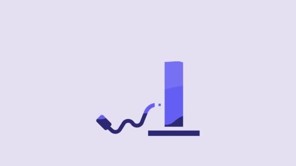 Icono Bomba Aire Azul Coche Aislado Sobre Fondo Púrpura Animación — Vídeo de stock