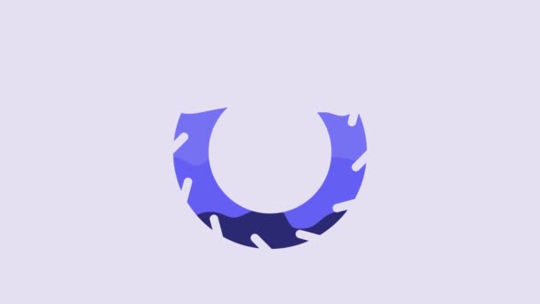 Blue Car Tire Wheel Icon Isolated Purple Background Video Motion — 图库视频影像