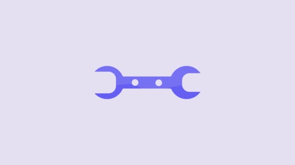 Blue Wrench Spanner Icon Isolated Purple Background Video Motion Graphic — Wideo stockowe