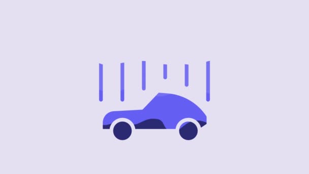 Icono Lavado Blue Car Aislado Sobre Fondo Púrpura Servicio Lavado — Vídeo de stock