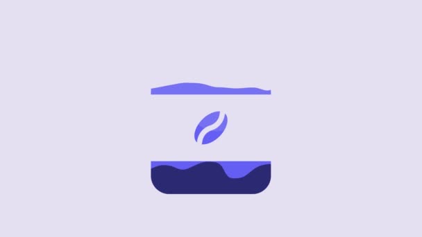 Blue Coffee Jar Láhev Ikona Izolované Fialovém Pozadí Grafická Animace — Stock video